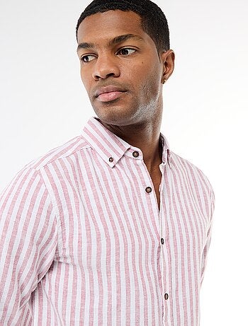 Camisa de lino y algodón a rayas