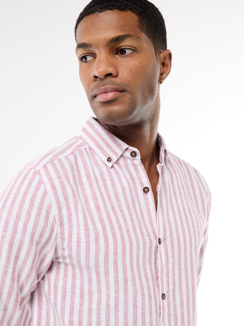 Camisa de lino y algodón a rayas - Kiabi