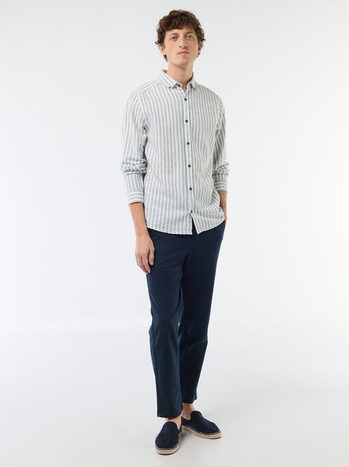 Camisa de lino y algodón a rayas - Kiabi