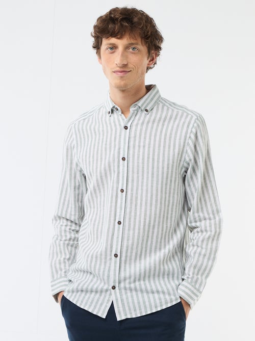 Camisa de lino y algodón a rayas - Kiabi
