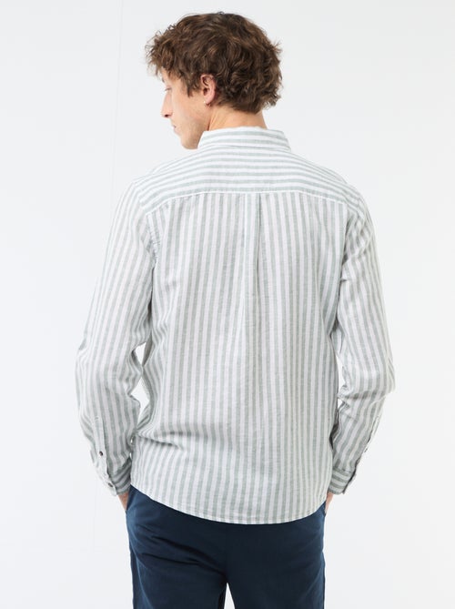 Camisa de lino y algodón a rayas - Kiabi