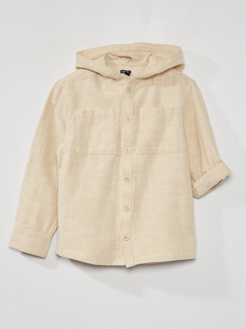 Camisa de lino y algodón BEIGE - Kiabi