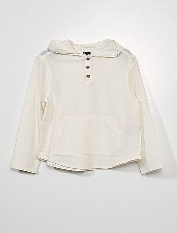 Camisa de lino y algodón con capucha - Kiabi