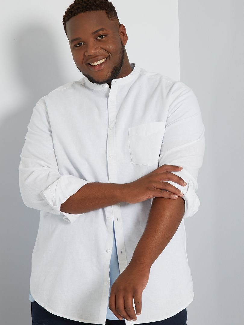 Camisa de lino y algodón con cuello mao - blanco - Kiabi €
