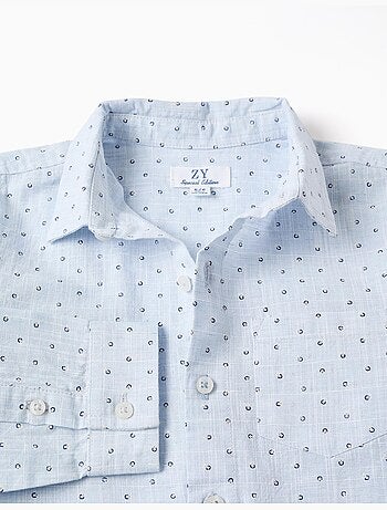 Camisa de lino y algodón con motivo de círculos