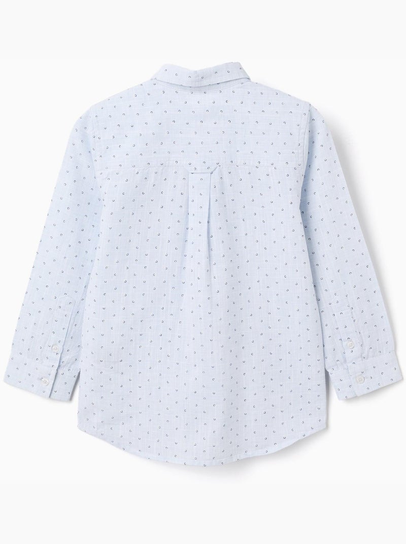Camisa de lino y algodón con motivo de círculos Azul claro - Kiabi