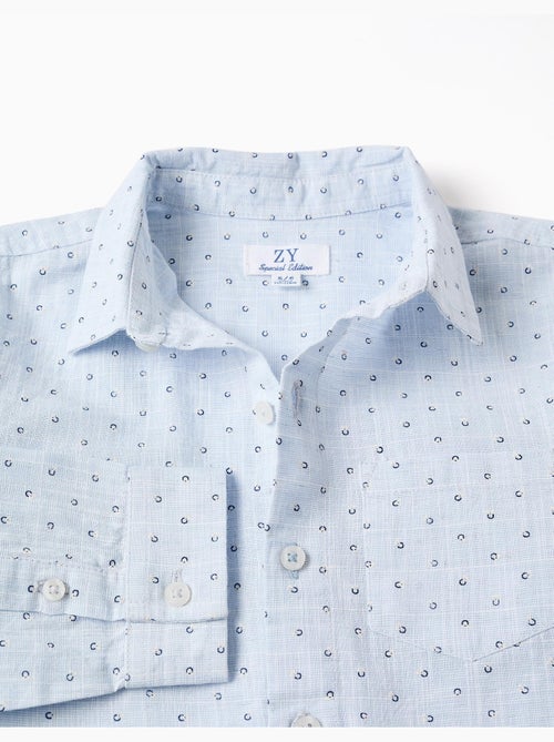 Camisa de lino y algodón con motivo de círculos - Kiabi