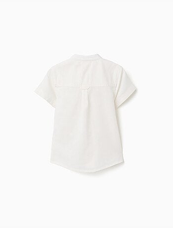 Camisa de lino y algodón de manga corta con bolsillo