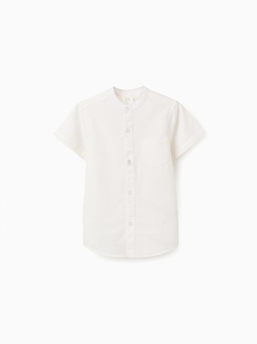 Camisa de lino y algodón de manga corta con bolsillo - Kiabi