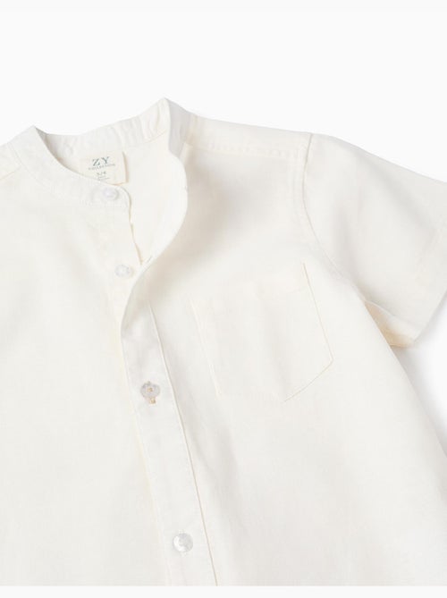Camisa de lino y algodón de manga corta con bolsillo - Kiabi