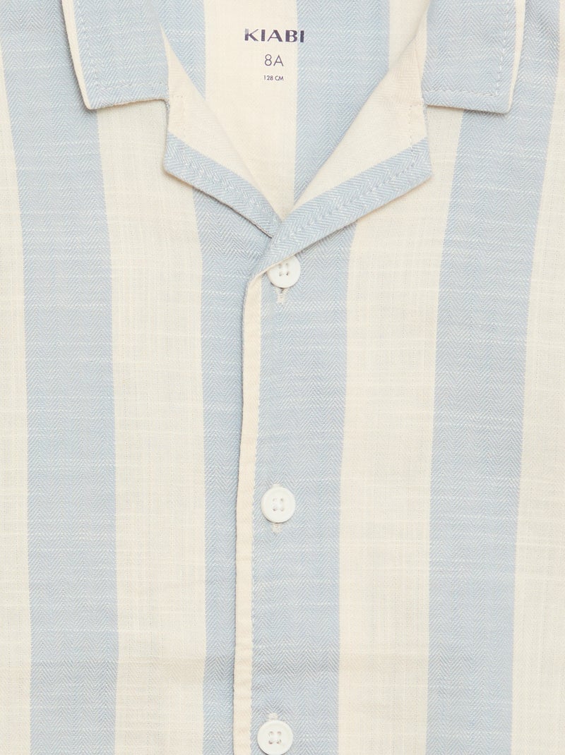 Camisa de manga corta a rayas Azul - Kiabi
