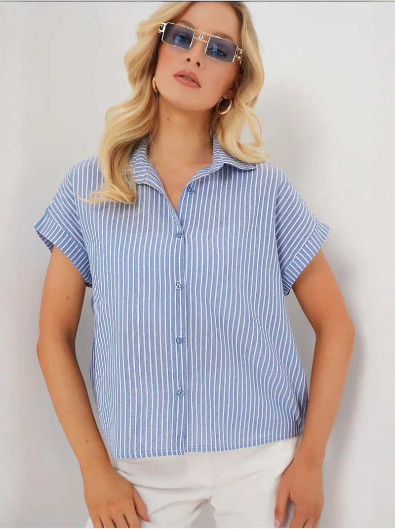 Camisa de manga corta a rayas bdart Azul - Kiabi
