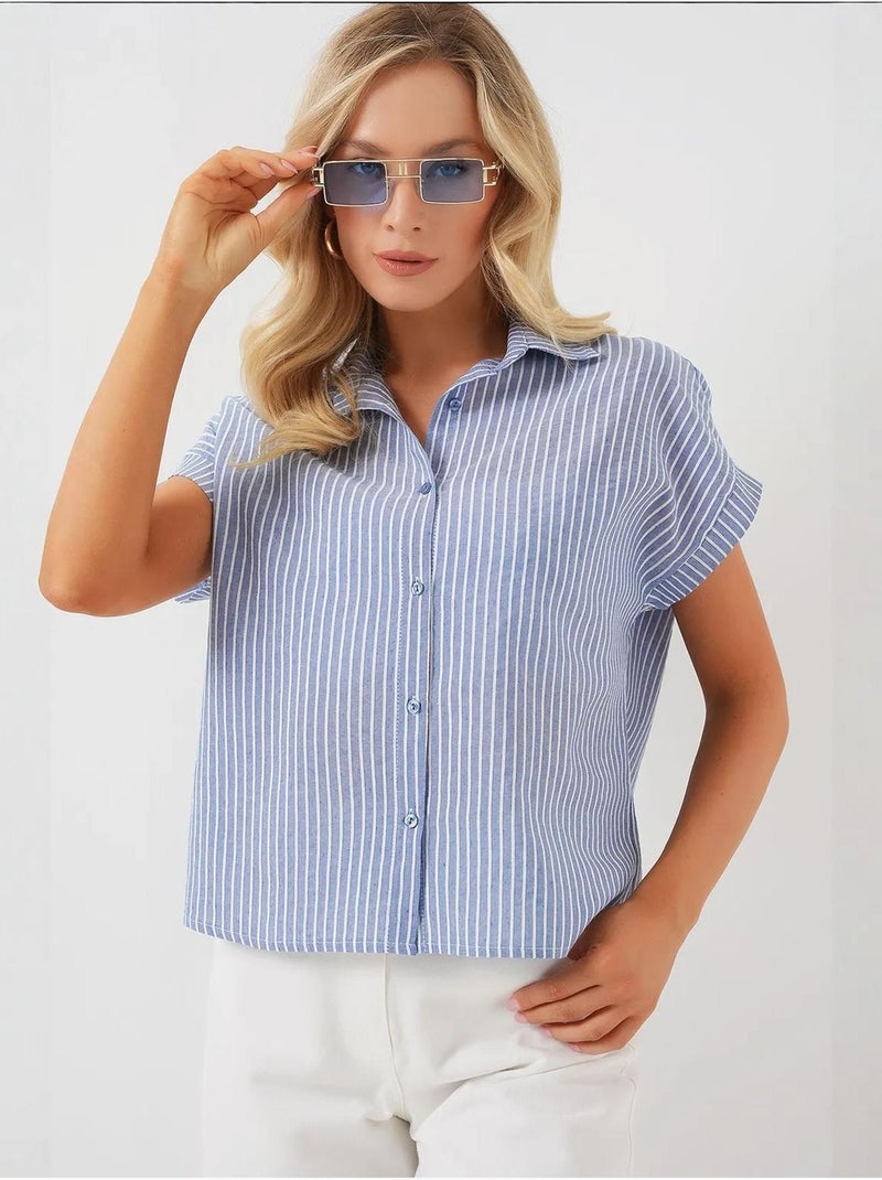 Camisa de manga corta a rayas bdart Azul - Kiabi