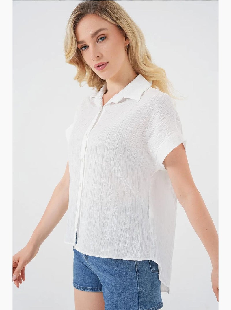 Camisa de manga corta a rayas bdart Blanco - Kiabi