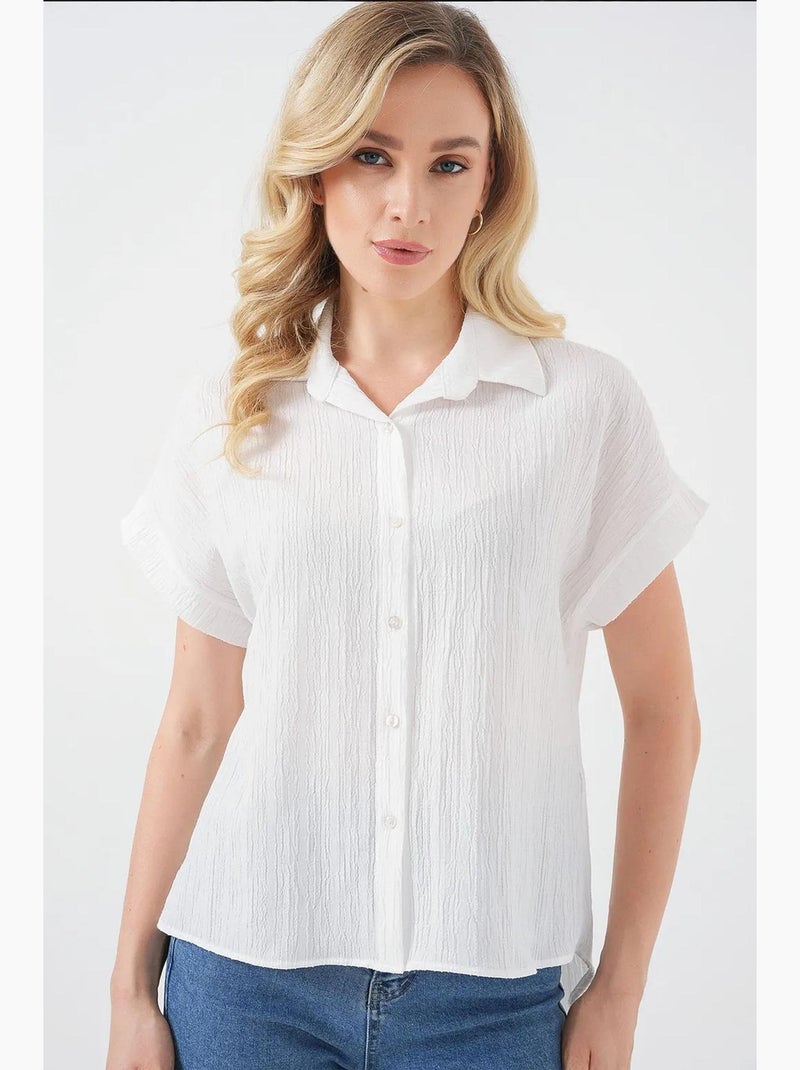 Camisa de manga corta a rayas bdart Blanco - Kiabi