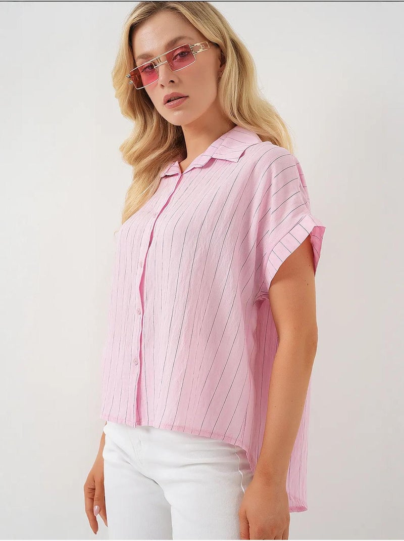 Camisa de manga corta a rayas bdart Rosa claro - Kiabi