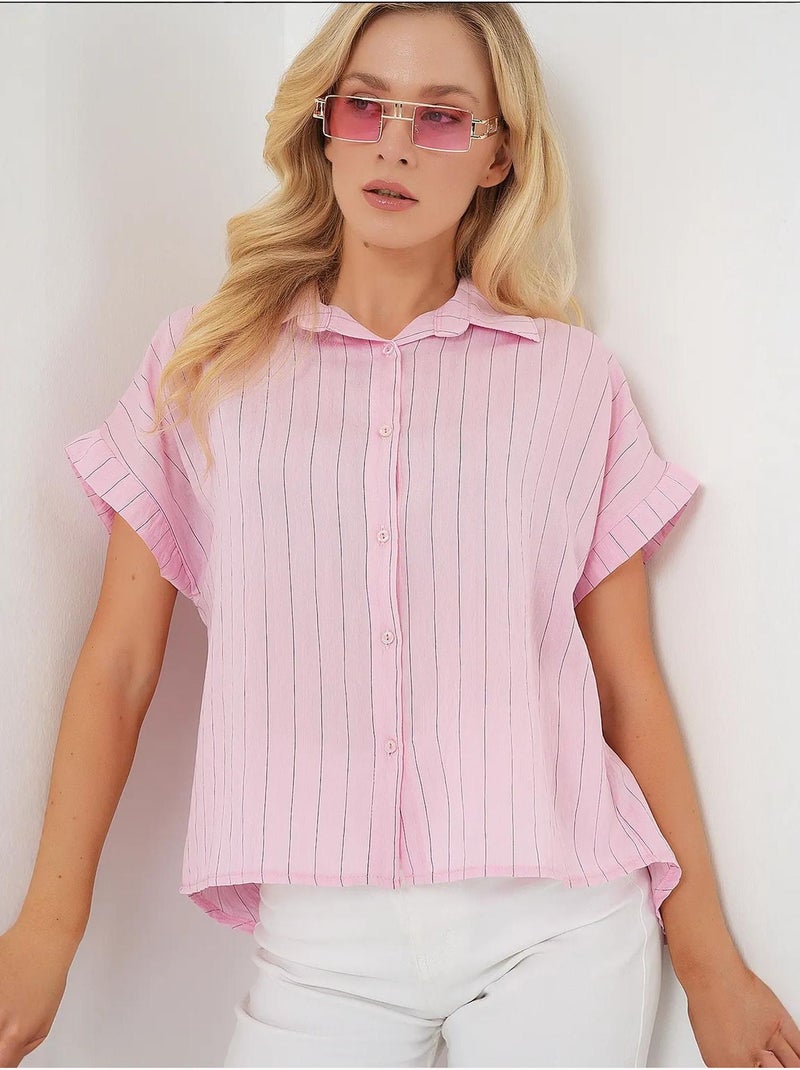 Camisa de manga corta a rayas bdart Rosa claro - Kiabi
