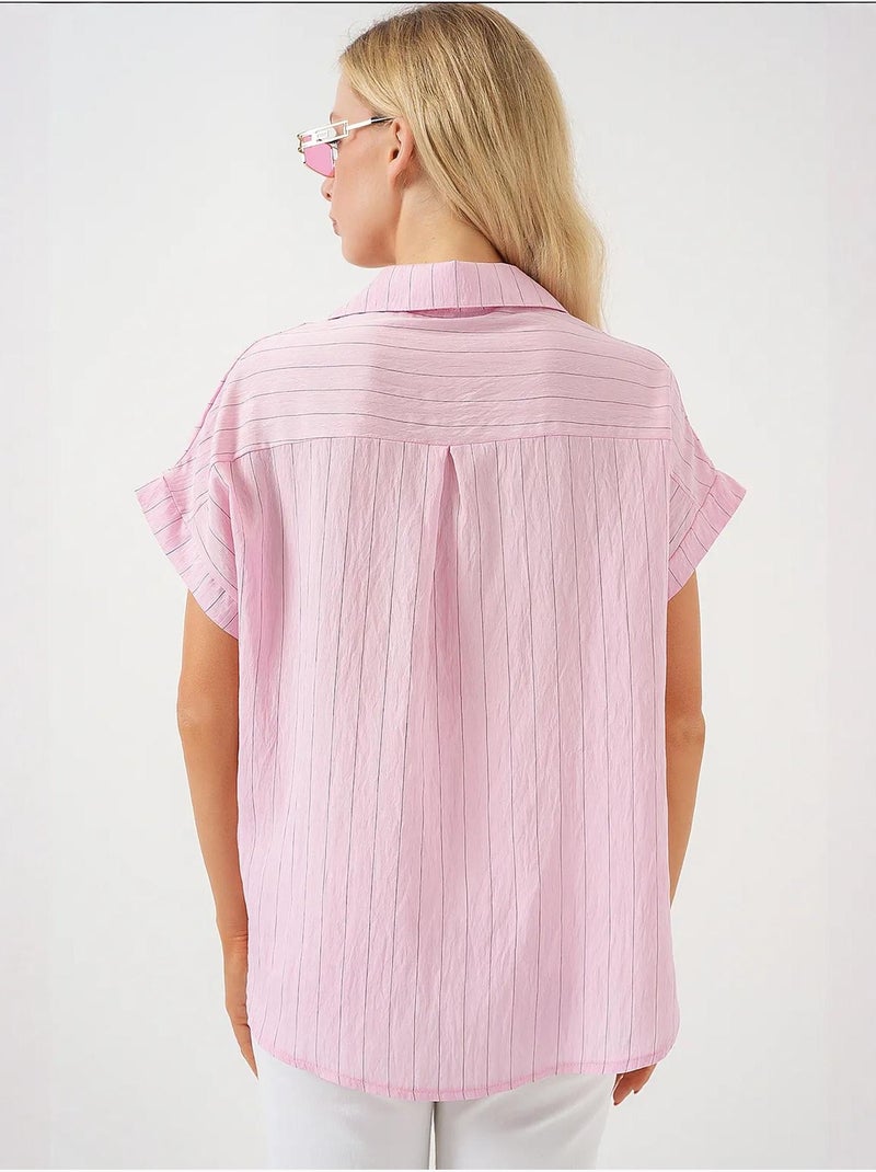 Camisa de manga corta a rayas bdart Rosa claro - Kiabi