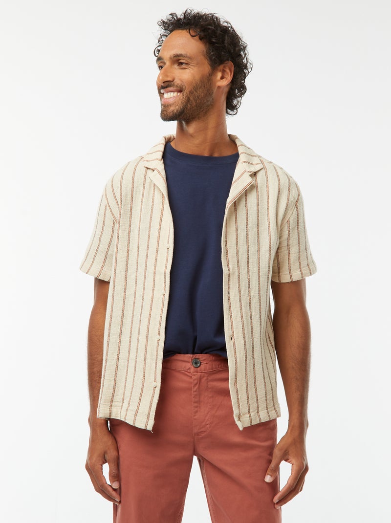 Camisa de manga corta a rayas Blanco - Kiabi