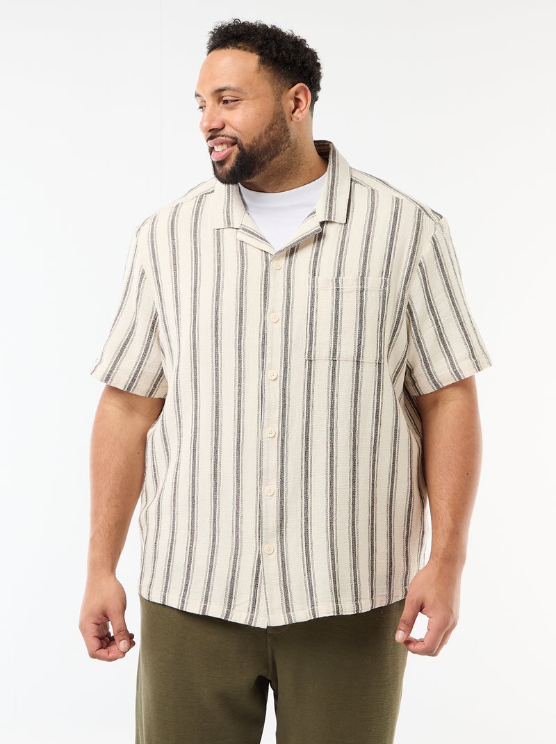 Camisa de manga corta a rayas Blanco - Kiabi
