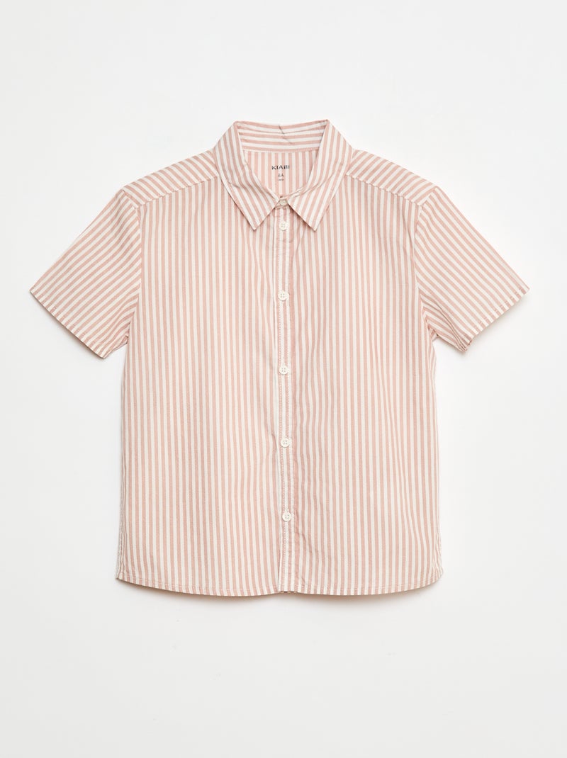 Camisa de manga corta a rayas Marron - Kiabi