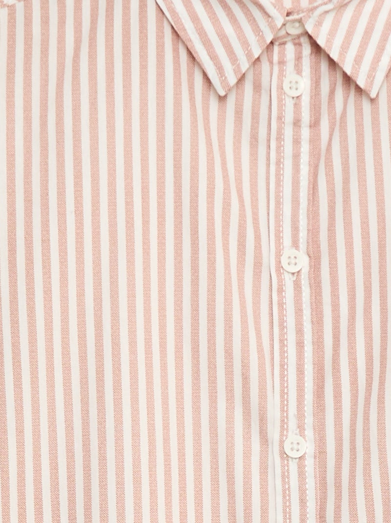 Camisa de manga corta a rayas Marron - Kiabi