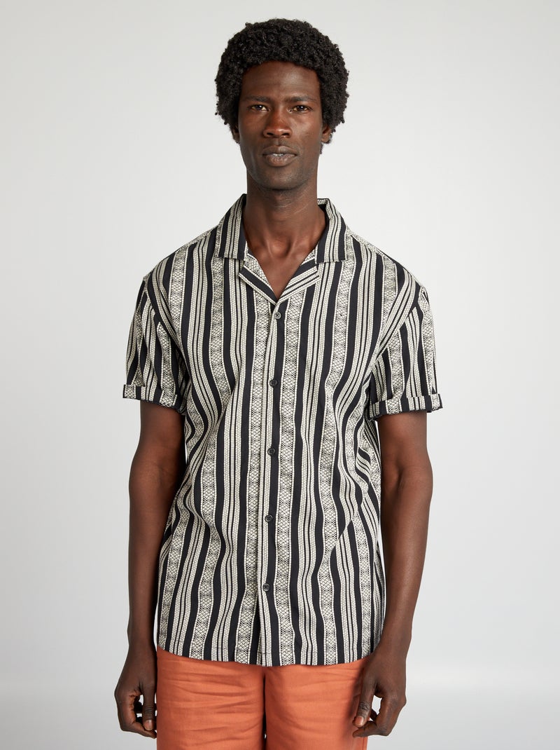 Camisa de manga corta a rayas NEGRO - Kiabi