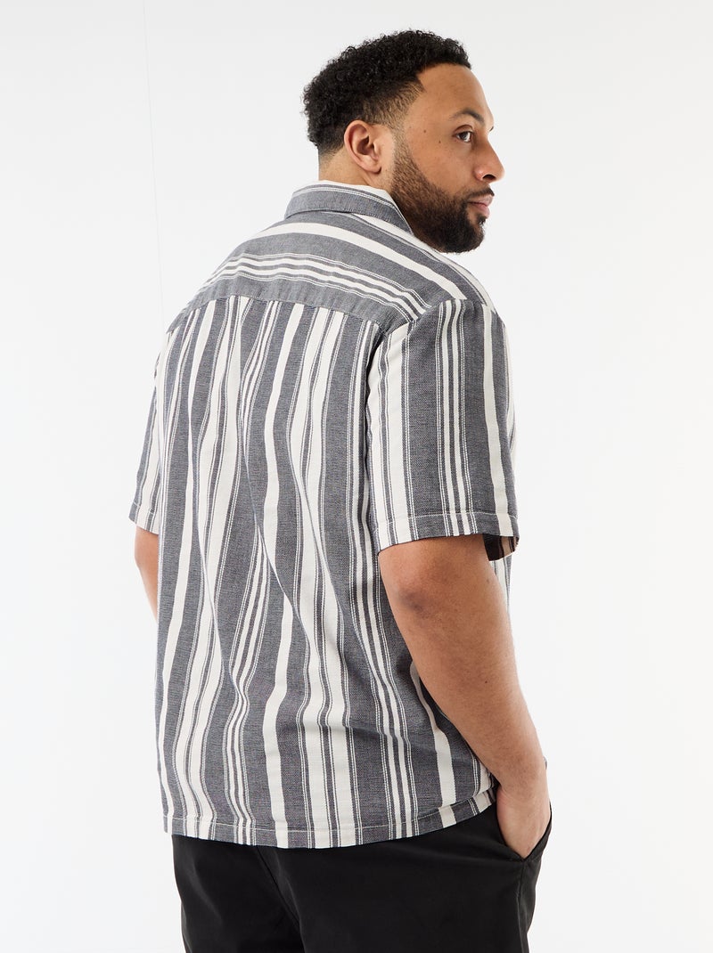 Camisa de manga corta a rayas Negro - Kiabi
