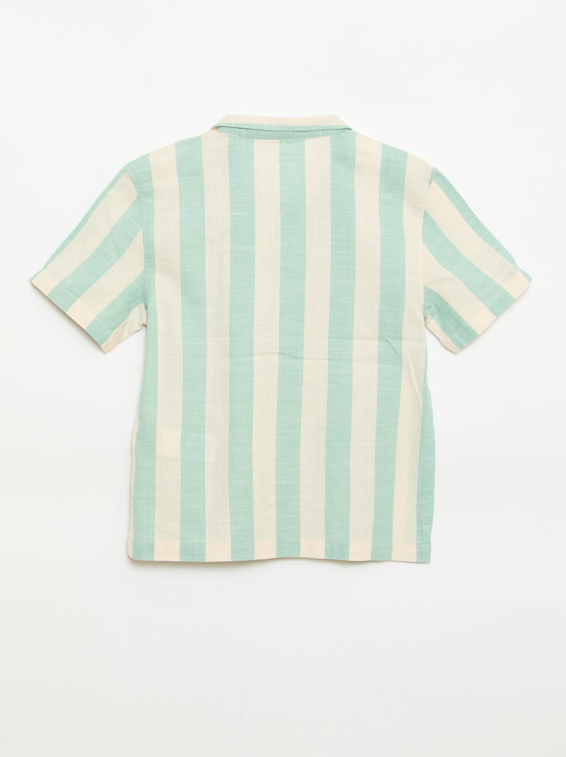 Camisa de manga corta a rayas Verde - Kiabi