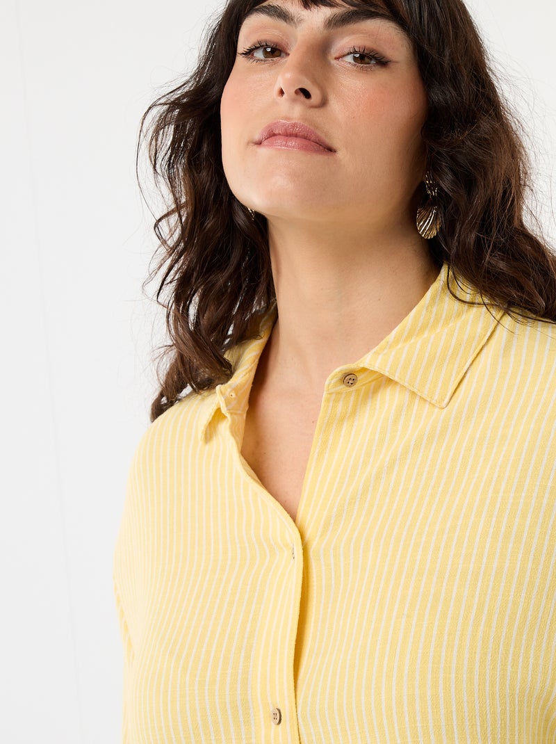 Camisa de manga corta abotonada Amarillo - Kiabi