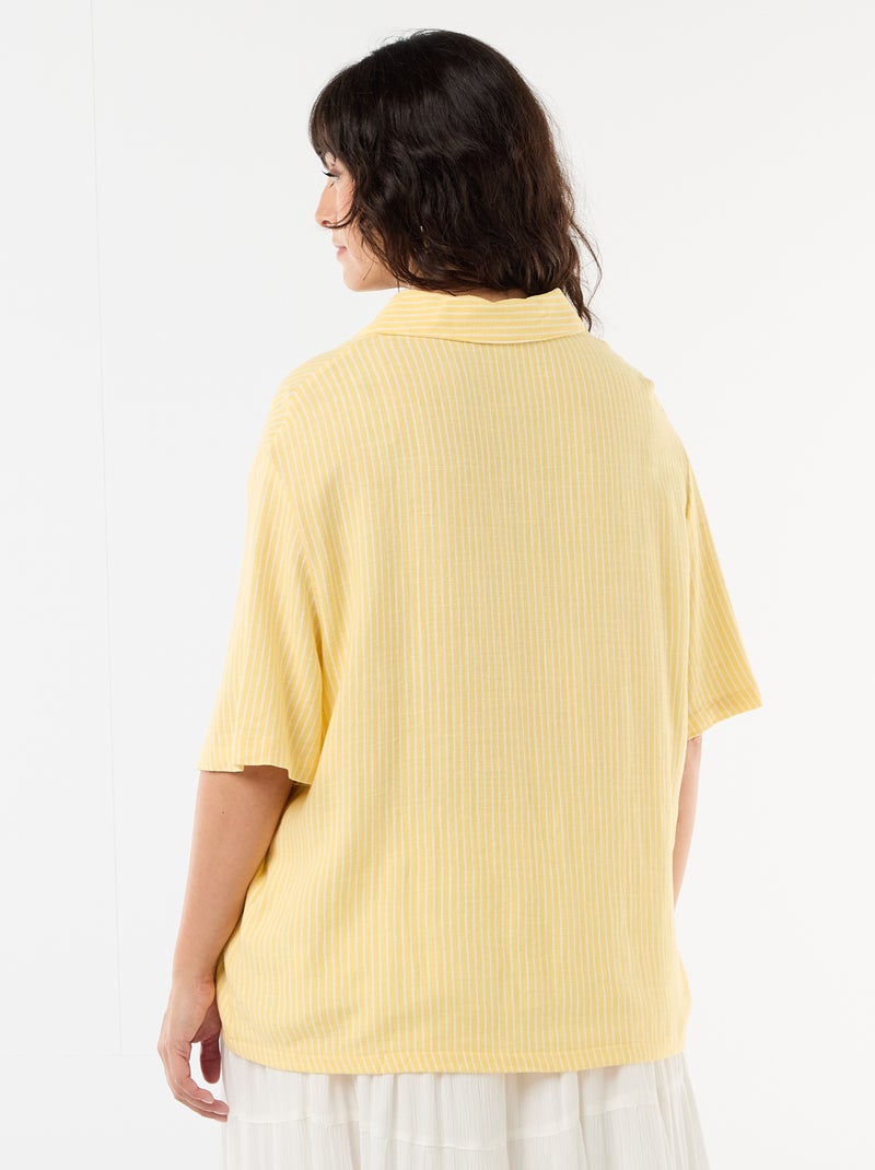 Camisa de manga corta abotonada Amarillo - Kiabi