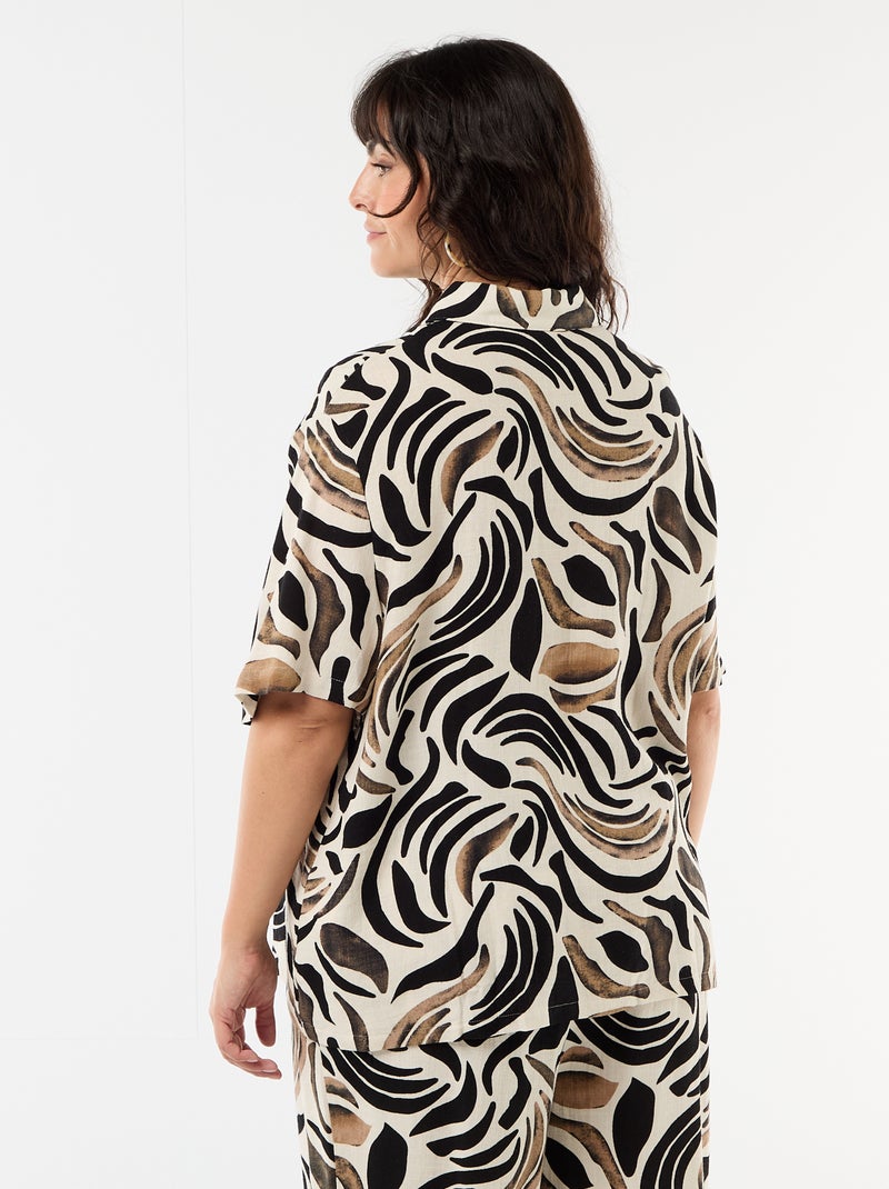 Camisa de manga corta abotonada Negro - Kiabi