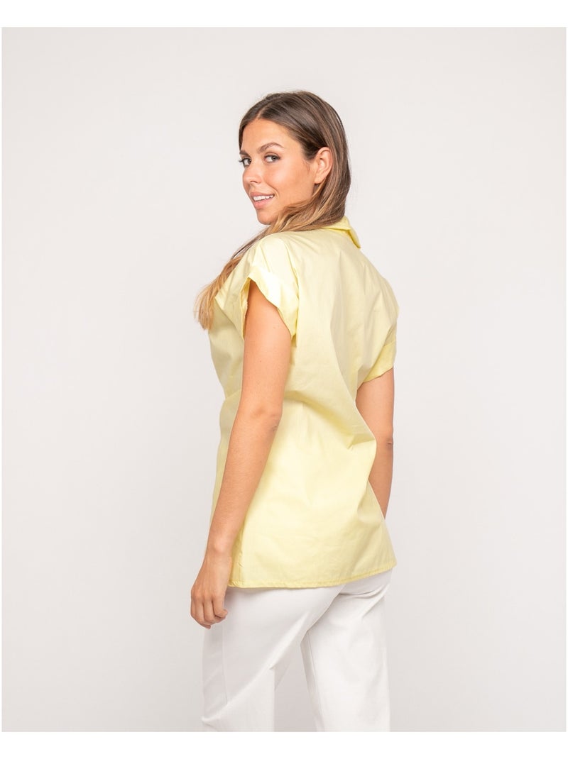Camisa de manga corta anudada al lateral OMERVA Amarillo - Kiabi