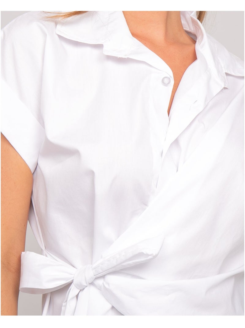 Camisa de manga corta anudada al lateral OMERVA Blanco - Kiabi