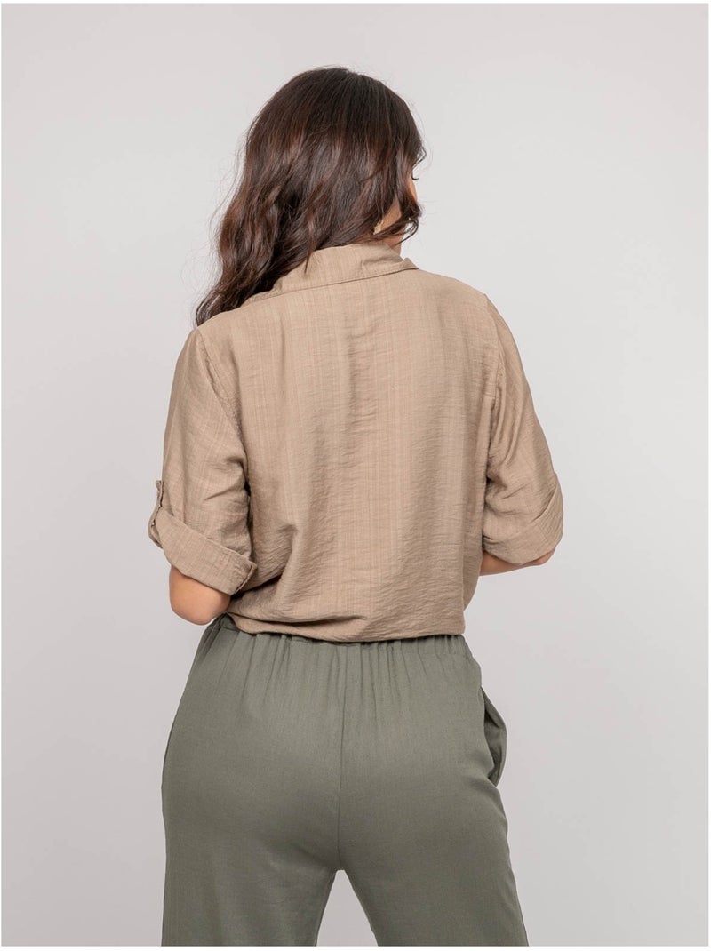 Camisa de manga corta anudada OVELIE Beige - Kiabi