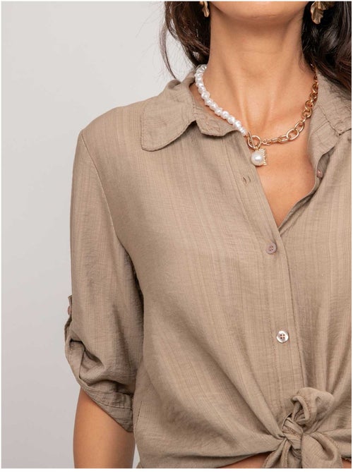 Camisa de manga corta anudada OVELIE - Kiabi Camisa de manga corta anudada OVELIE - Kiabi