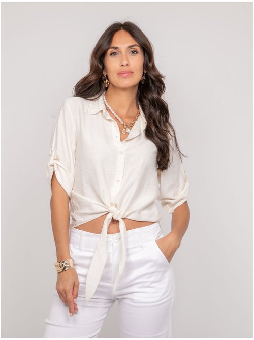 Camisa de manga corta anudada OVELIE - Kiabi Camisa de manga corta anudada OVELIE - Kiabi