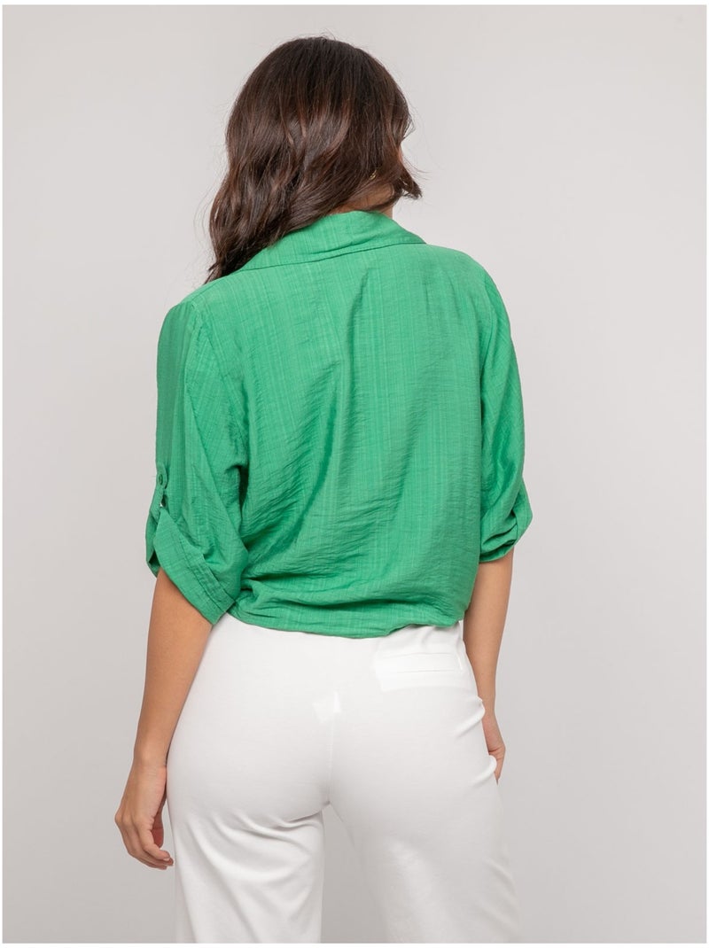 Camisa de manga corta anudada OVELIE Verde - Kiabi