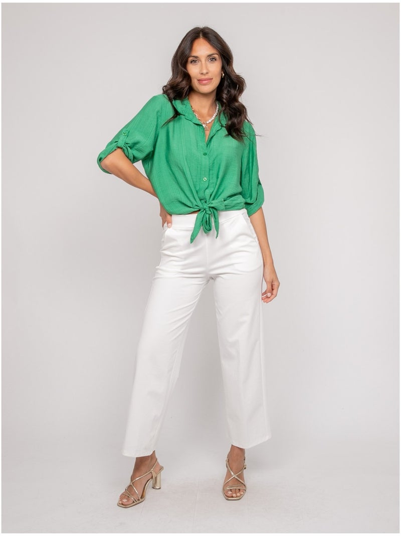 Camisa de manga corta anudada OVELIE Verde - Kiabi
