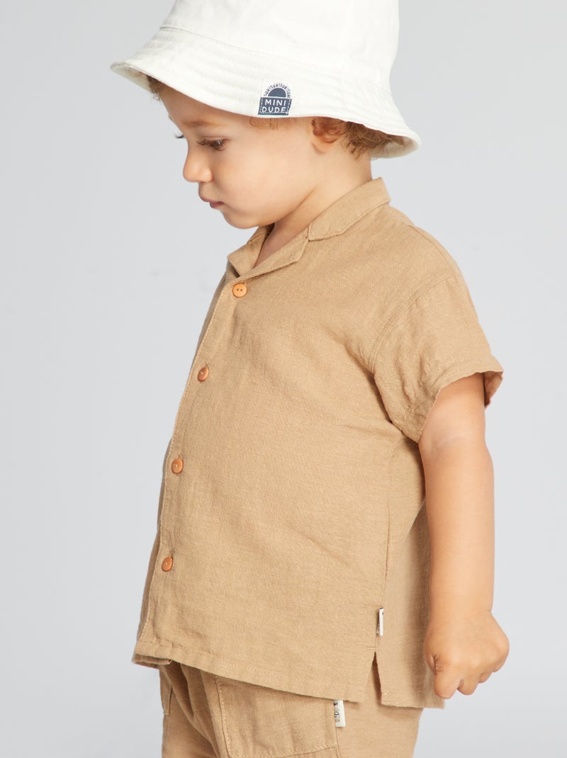 Camisa de manga corta BEIGE - Kiabi