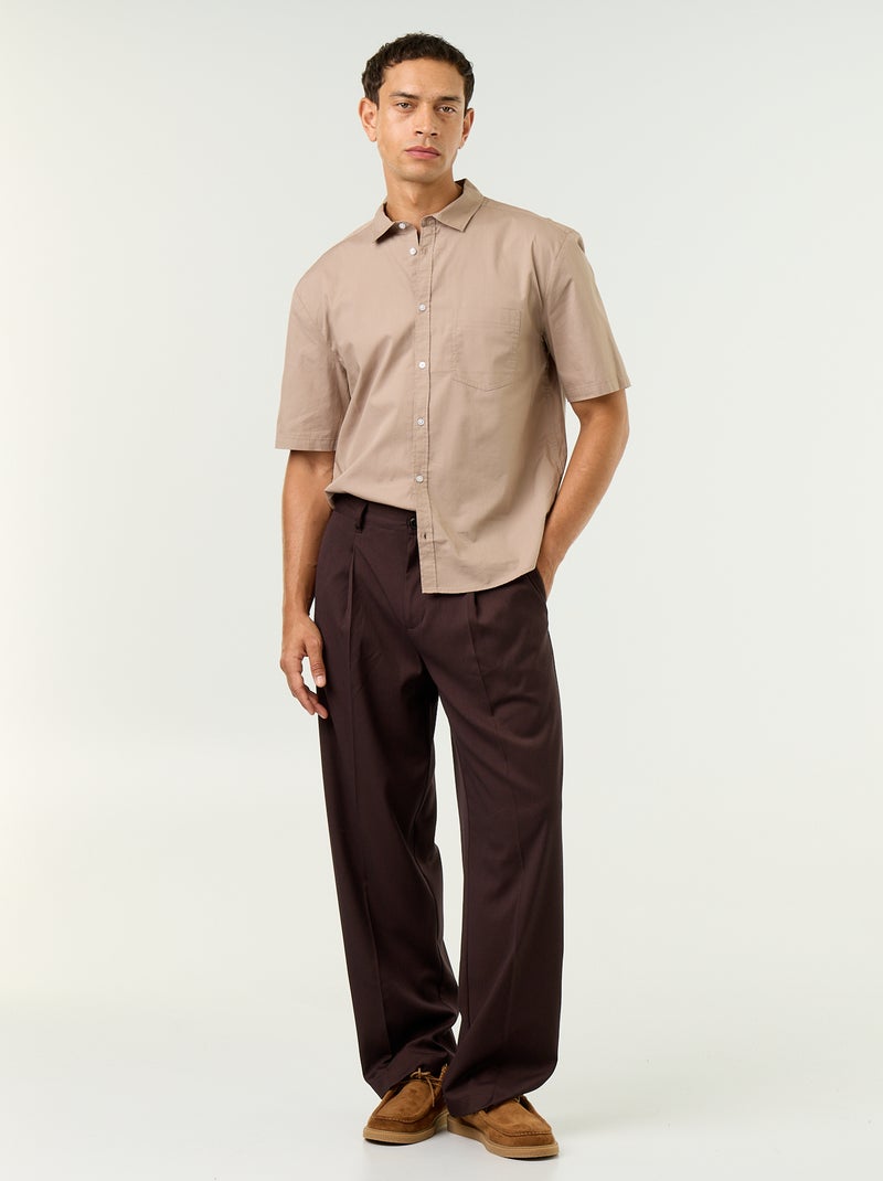 Camisa de manga corta Beige - Kiabi