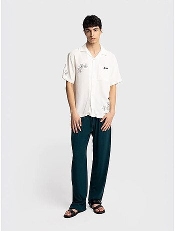Camisa de manga corta bordada de popelín de algodón giesto