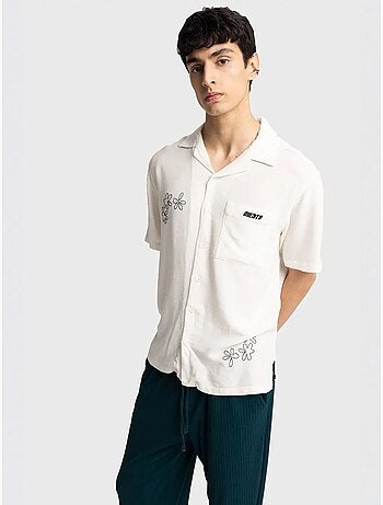 Camisa de manga corta bordada de popelín de algodón giesto