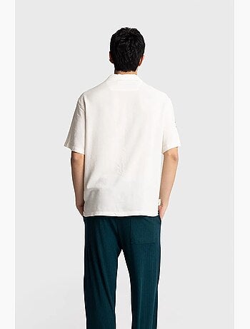 Camisa de manga corta bordada de popelín de algodón giesto