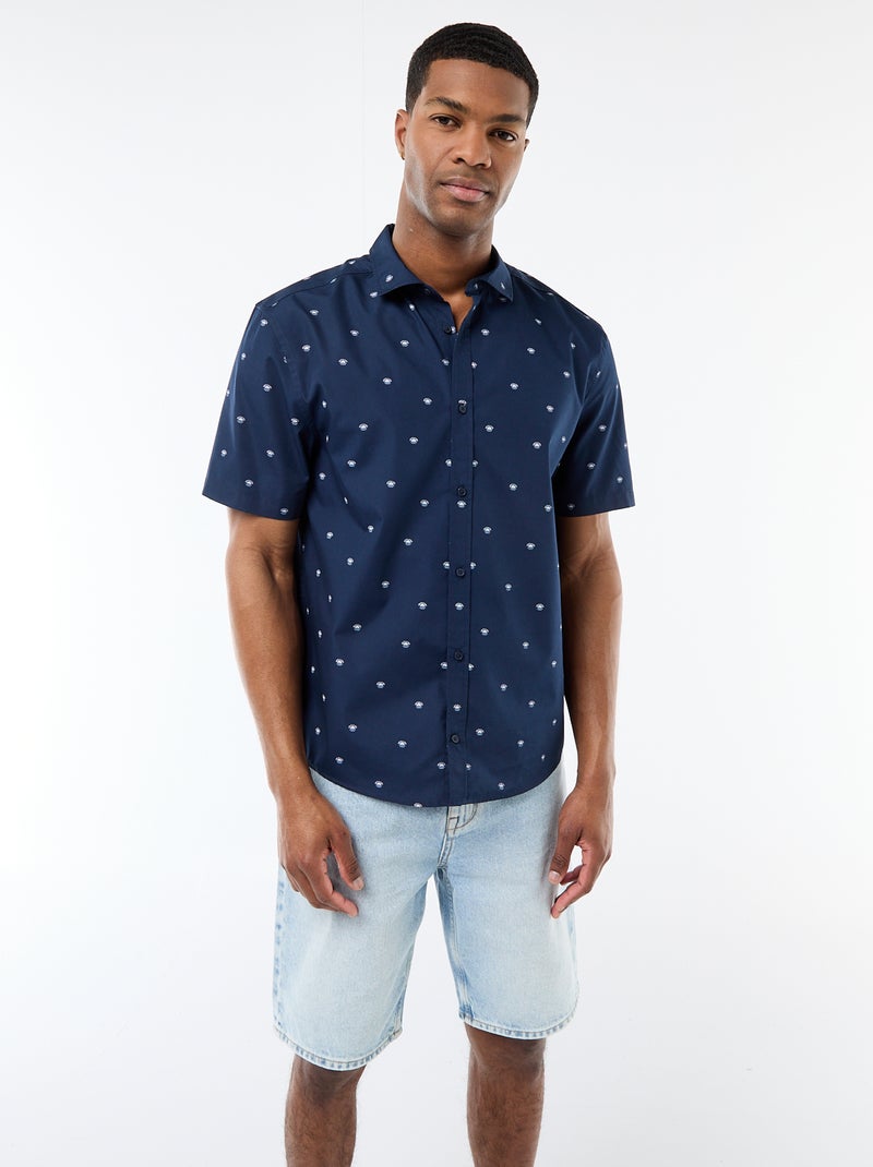 Camisa de manga corta con abertura abotonada Azul - Kiabi