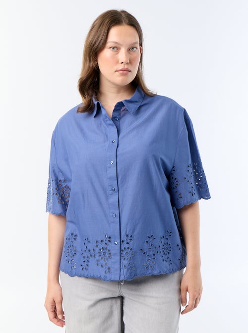 Camisa de manga corta con bordado calado - Kiabi
