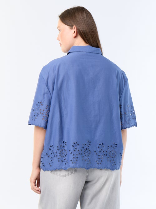 Camisa de manga corta con bordado calado - Kiabi