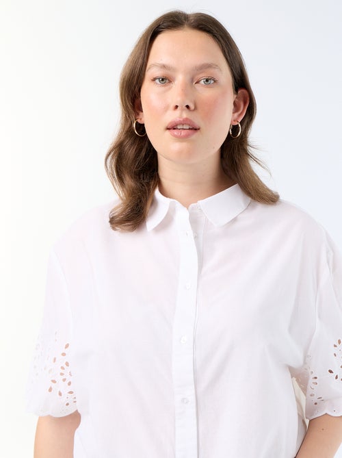 Camisa de manga corta con bordado calado - Kiabi