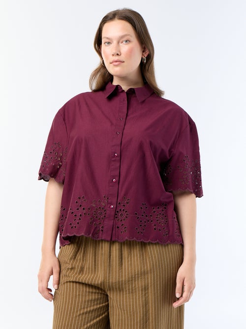 Camisa de manga corta con bordado calado - Kiabi Camisa de manga corta con bordado calado - Kiabi