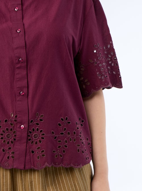 Camisa de manga corta con bordado calado - Kiabi Camisa de manga corta con bordado calado - Kiabi